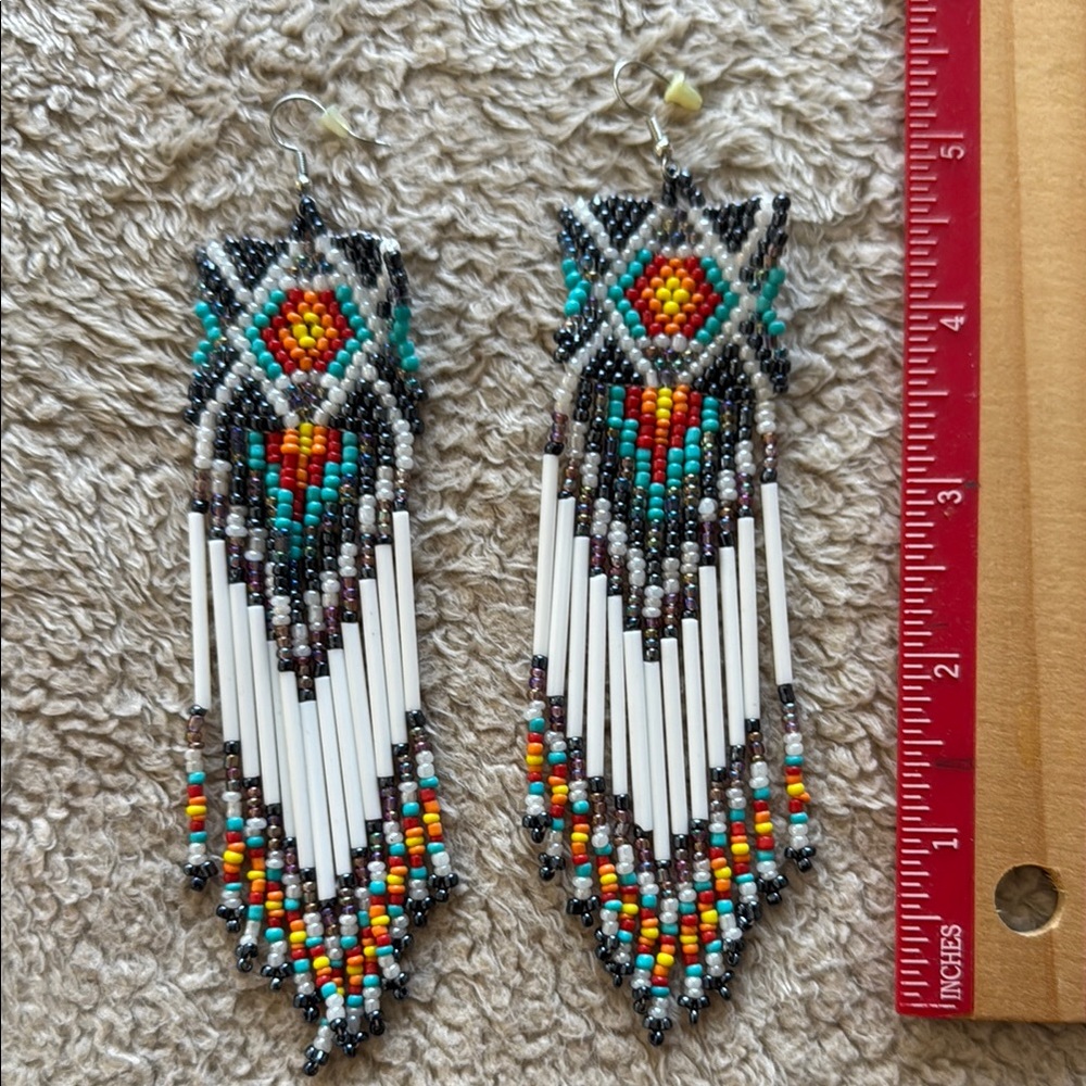 Handcrafted Beaded Earrings with Multicolor Design